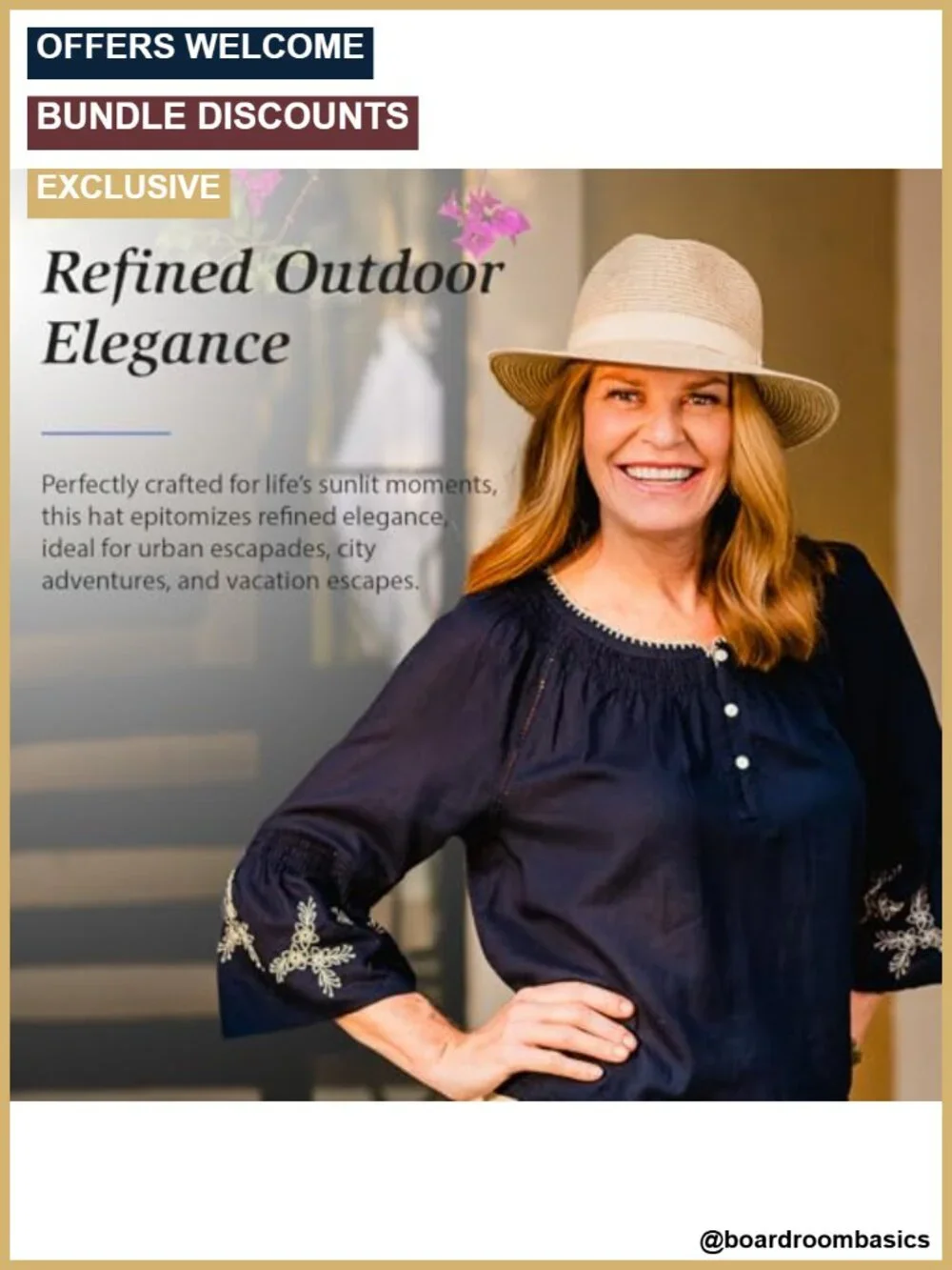 UPF 50+ Packable Fedora Sun Hat with Adjustable Drawstring